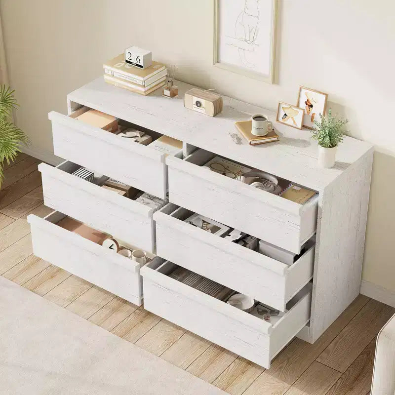 Cassettiera a 6 cassetti, Nero/Noce/Bianco/Color Legno, Legno, Singola