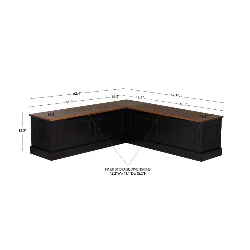 Set da pranzo Linon Tobin Backless Nook Nero/Noce