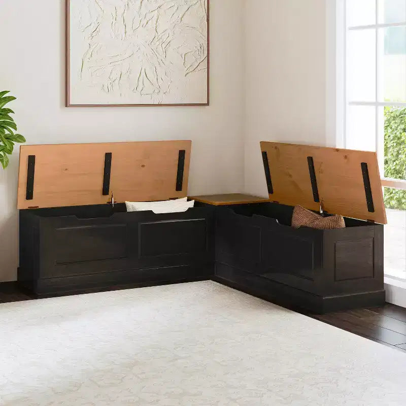 Set da pranzo Linon Tobin Backless Nook Nero/Noce