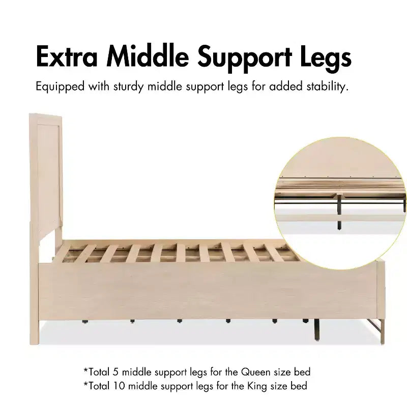 Set letto matrimoniale Queen in noce, stile metà secolo, per 1-2 persone (3 pezzi)