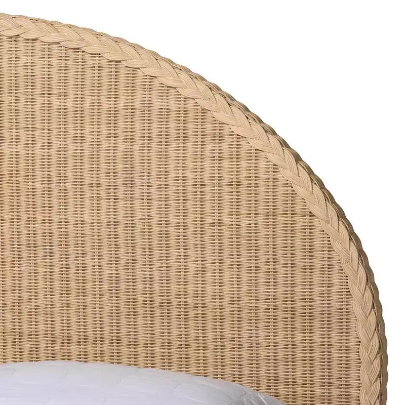 Letto matrimoniale Queen in rattan sbiancato dal sole – Stile Japandi, 2 posti letto