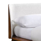 Letto a piattaforma basso con testiera curva in bouclé Noce, per 1 persona