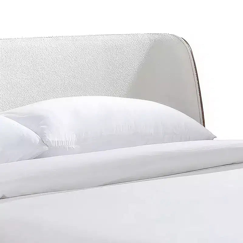 Letto a piattaforma basso con testiera curva in bouclé Noce, per 1 persona