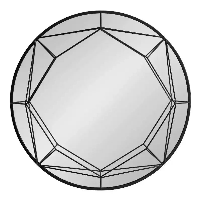 Specchio da parete rotondo nero/oro, 30", a parete, per 1 persona