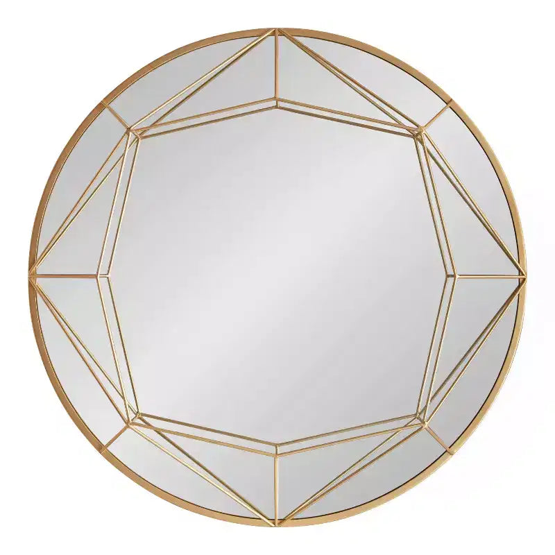 Specchio da parete rotondo nero/oro, 30", a parete, per 1 persona