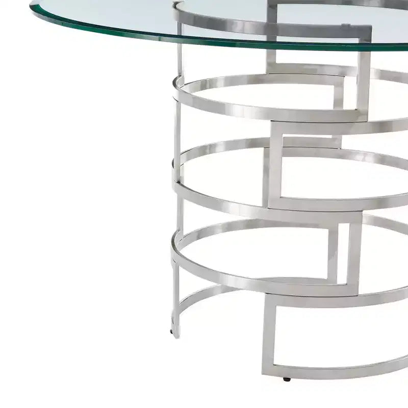 Tavolo da pranzo rotondo in vetro nero/argento – Posti a sedere fino a 6 persone