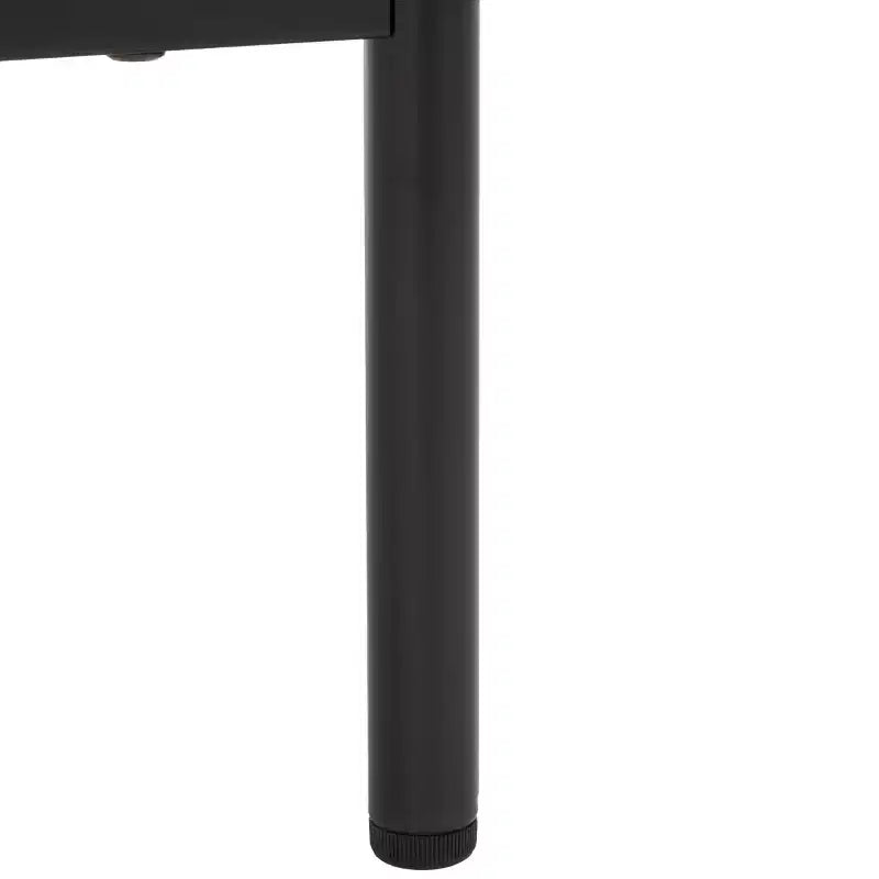 Comodino nero/nero a 1 cassetto con ripiano aperto, singolo