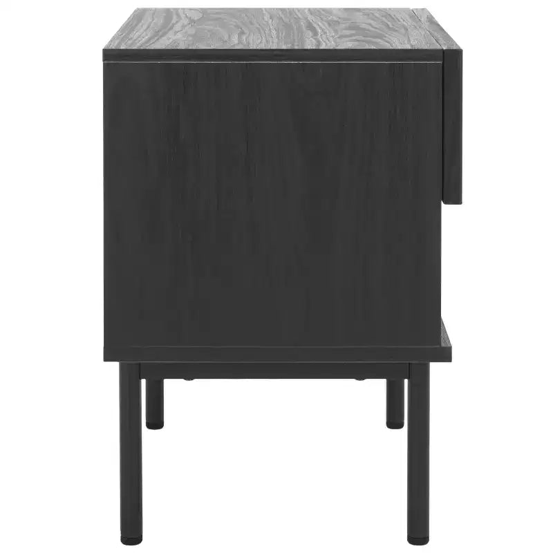 Comodino nero/nero a 1 cassetto con ripiano aperto, singolo