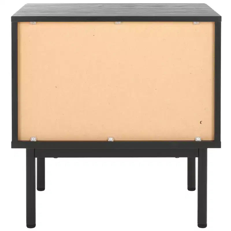 Comodino nero/nero a 1 cassetto con ripiano aperto, singolo
