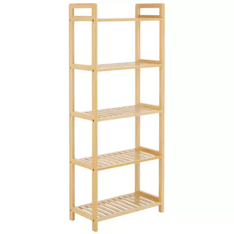 Libreria a scaletta a 5 ripiani in bambù naturale
