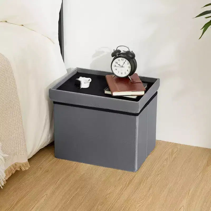 Panca ottomana pieghevole in velluto da 40,6 cm – Beige / Grigio / Rosa, posto singolo