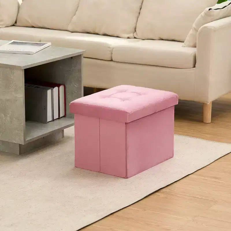 Panca ottomana pieghevole in velluto da 40,6 cm – Beige / Grigio / Rosa, posto singolo
