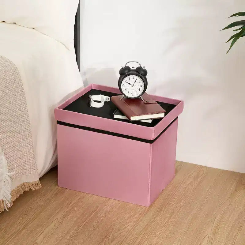 Panca ottomana pieghevole in velluto da 40,6 cm – Beige / Grigio / Rosa, posto singolo