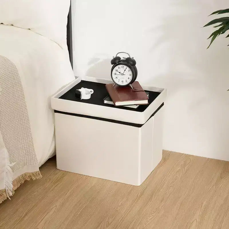 Panca ottomana pieghevole in velluto da 40,6 cm – Beige / Grigio / Rosa, posto singolo