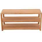 Panca Contenitore Rettangolare in Teak Naturale con Ripiano, 2 Posti, Misura 28/40