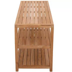 Panca Contenitore Rettangolare in Teak Naturale con Ripiano, 2 Posti, Misura 28/40
