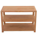 Panca Contenitore Rettangolare in Teak Naturale con Ripiano, 2 Posti, Misura 28/40