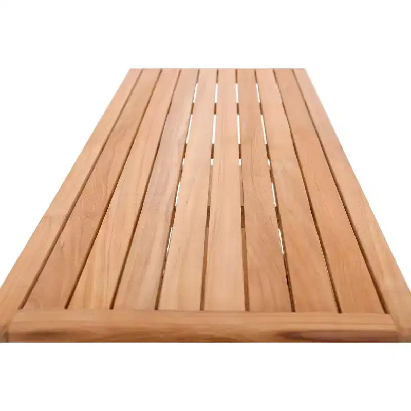 Panca Contenitore Rettangolare in Teak Naturale con Ripiano, 2 Posti, Misura 28/40