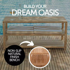 Panca Contenitore Rettangolare in Teak Naturale con Ripiano, 2 Posti, Misura 28/40