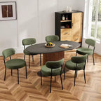 Sedia da pranzo senza braccioli imbottita in Teddy verde con gambe in metallo, set da 2