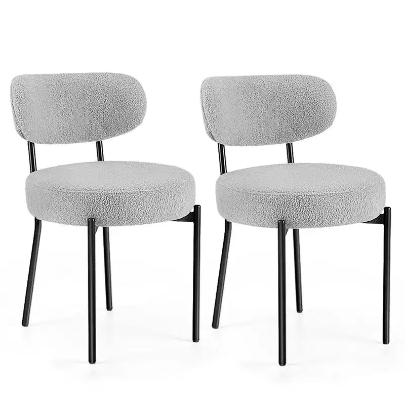 Sedia da pranzo senza braccioli imbottita in Teddy verde con gambe in metallo, set da 2
