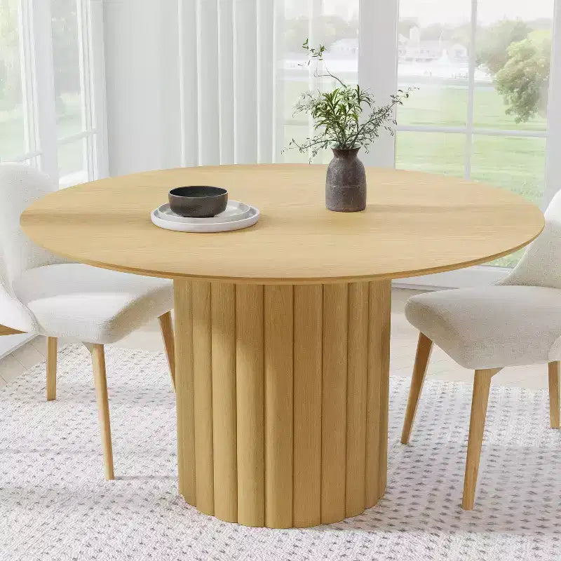 Tavolo da pranzo rotondo marrone Mid-Century, per 6 persone, base a piedistallo