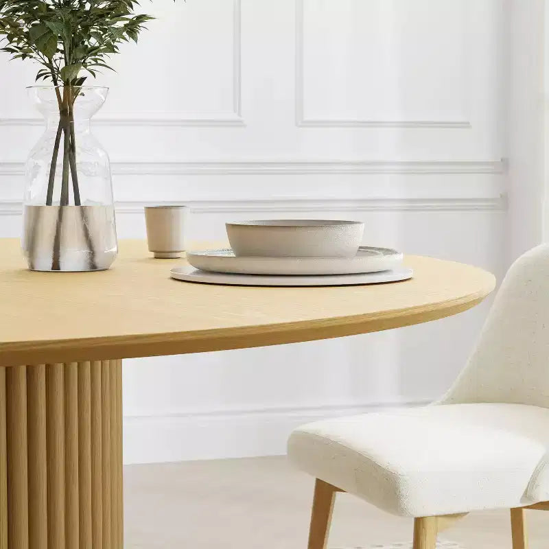 Tavolo da pranzo rotondo marrone Mid-Century, per 6 persone, base a piedistallo