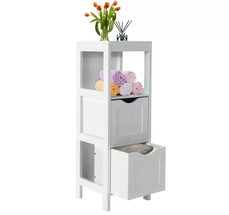 SUGIFT Freestanding Storage Cabinet with 2 Removable Drawers for Bathroom