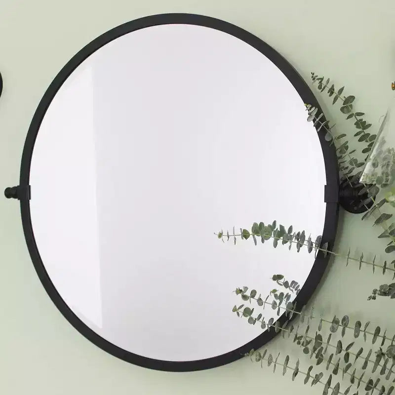 Specchio da parete rotondo basculante nero opaco, 66 cm – 1 Persona