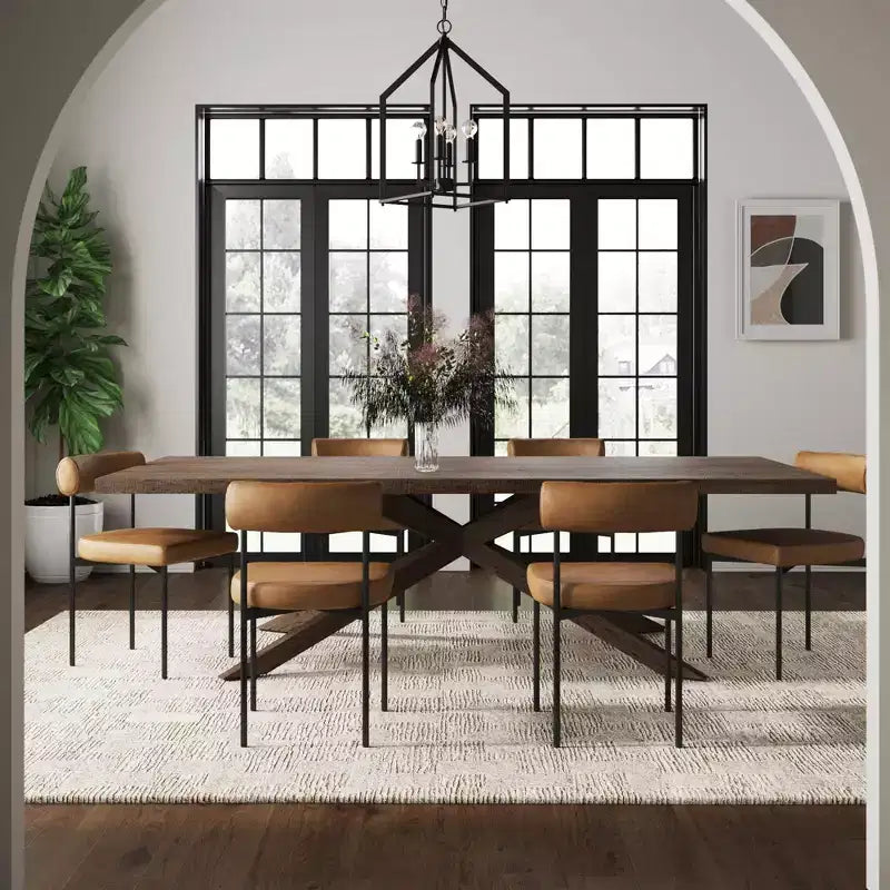 Set di 6 sedie da pranzo senza braccioli con schienale a botte – Similpelle Nera