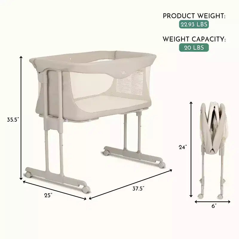 Culla pieghevole portatile grigio scuro/grigio perla, 1 bambino, 0-6 mesi