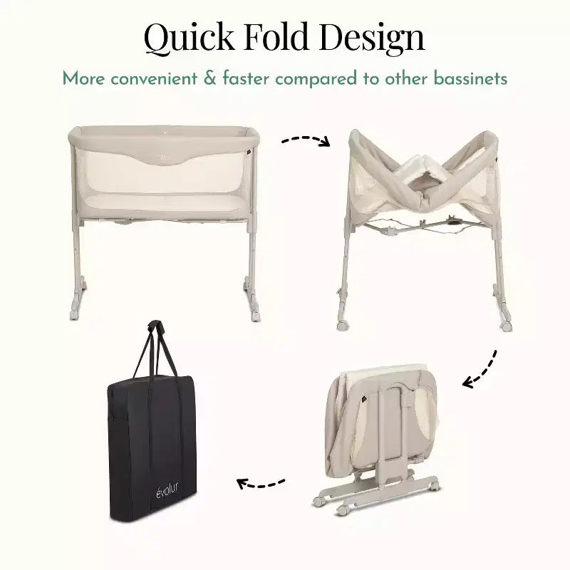 Culla pieghevole portatile grigio scuro/grigio perla, 1 bambino, 0-6 mesi