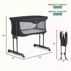 Culla pieghevole portatile grigio scuro/grigio perla, 1 bambino, 0-6 mesi