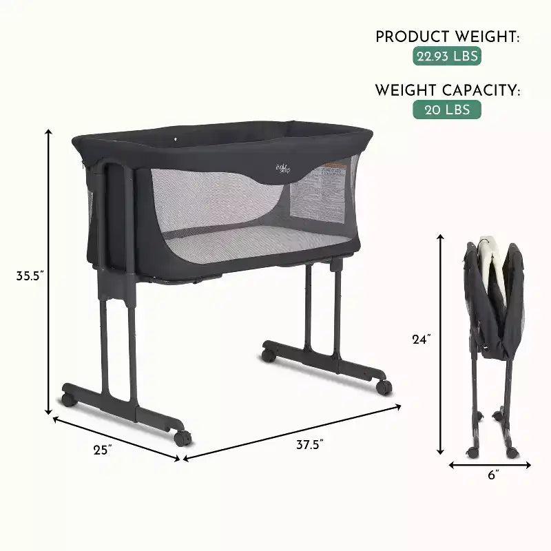 Culla pieghevole portatile grigio scuro/grigio perla, 1 bambino, 0-6 mesi