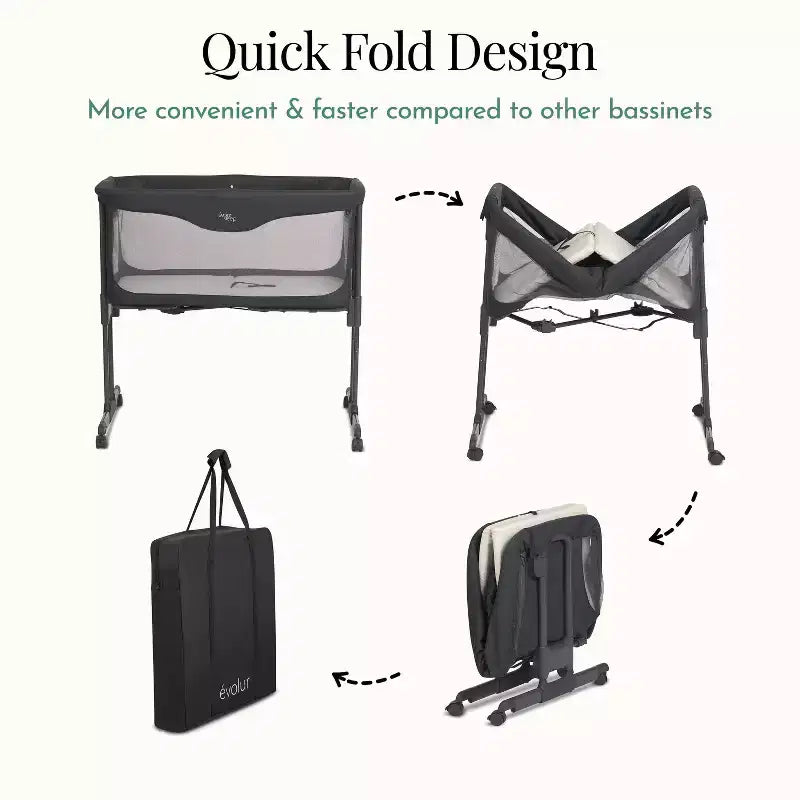 Culla pieghevole portatile grigio scuro/grigio perla, 1 bambino, 0-6 mesi