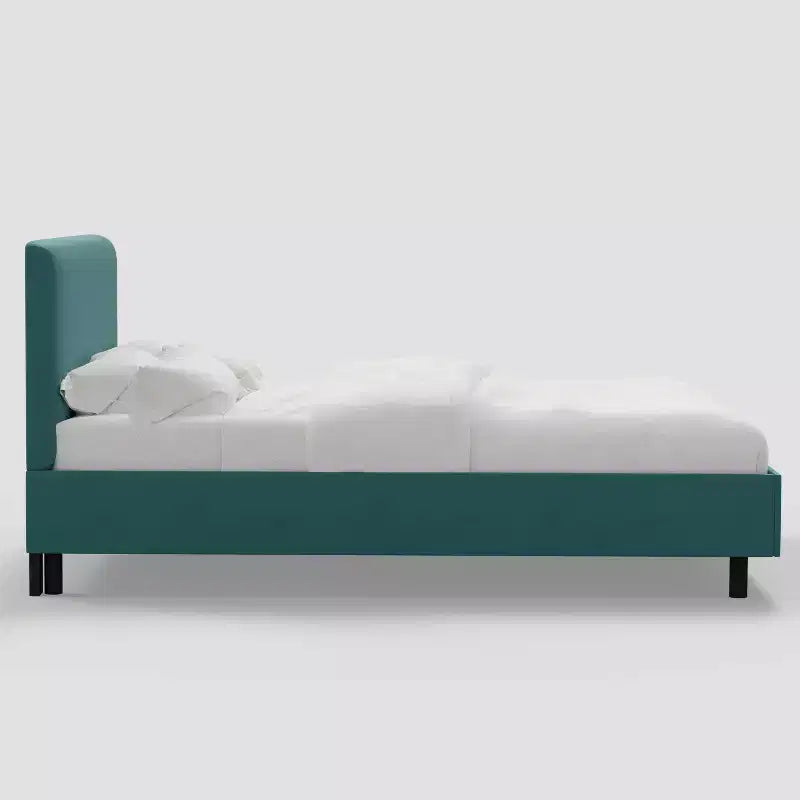 Letto a piattaforma imbottito grigio, per 1-2 persone